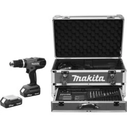 Perceuse Visseuse à Percussion Sans Fil Makita HP457DWEX4 18 V + 2 Batteries 1,5 Ah + Accessoires