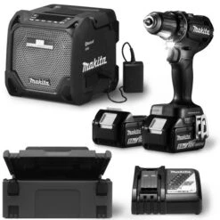 Pack 18V Makita (DDF485RTJ + DMR202) + 2 Batteries 5 Ah + Chargeur + MAKPAC