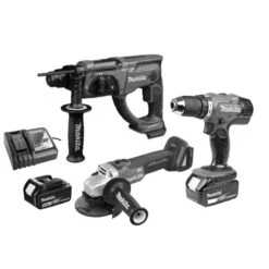 Pack De 3 Outils 18 V (DHP453/DGA504/DHR202) 2 Batteries 4Ah + Chargeur En Boîte Carton - MAKITA - DLX3136M