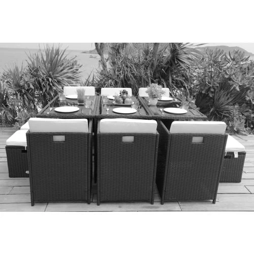 Ensemble Repas 11 Pièces CUBE DINNING Acier Noir 3 Ensemble Repas 11 Pièces CUBE DINNING Acier Noir