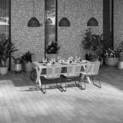 Table De Jardin WOODY Ciment / Acacia - SETWOODY 10 Table De Jardin WOODY Ciment / Acacia - SETWOODY -Promos Outil Boutique AFD 156631