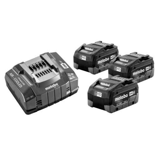 Pack De 3 Batteries 18V Metabo LIHD + Chargeur Rapide 5,5 Ah - 1210082 3 Pack De 3 Batteries 18V Metabo LIHD + Chargeur Rapide 5,5 Ah - 1210082