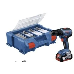Perceuse Visseuse 18V Bosch GSR 18V-55 + 2 Batteries 4 Ah + Chargeur + Coffret De 82 Accessoires + Coffret L-CASE Pick & Click - 06019H5209