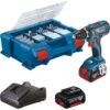 Perceuse-visseuse 18V Bosch GSR 18V-28 + 2 Batteries 4 Ah + Chargeur + Coffret L-CASE + 82 Accessoires - 06019E610C