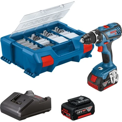 Perceuse-visseuse 18V Bosch GSR 18V-28 + 2 Batteries 4 Ah + Chargeur + Coffret L-CASE + 82 Accessoires - 06019E610C 3 Perceuse-visseuse 18V Bosch GSR 18V-28 + 2 Batteries 4 Ah + Chargeur + Coffret L-CASE + 82 Accessoires - 06019E610C