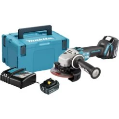 Meuleuse 18 V Makita DGA506RTJ + 2 Batteries Li-ion 5 Ah BL1850 + Chargeur DC18RC + Coffret 3 MAKPAC
