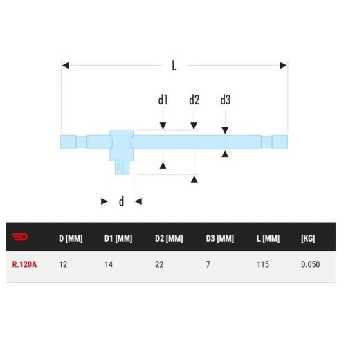 Poignée Coulissante 1/4'' Facom - R.120A 4 Poignée Coulissante 1/4'' Facom - R.120A – Image 2