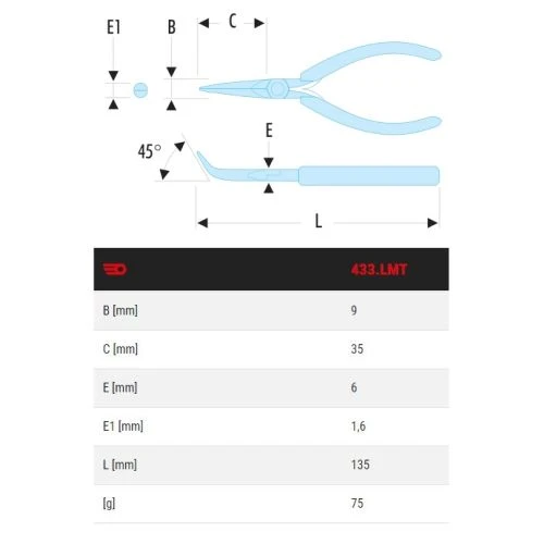 Pince De Préhension Facom Micro-Tech® à Becs Effilés Coudées à 45° - 433.LMT 4 Pince De Préhension Facom Micro-Tech® à Becs Effilés Coudées à 45° - 433.LMT – Image 2