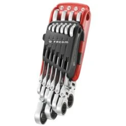 Jeu De 10 Clés Mixtes à Cliquet Articulée Métrique Facom Sur étui Portatif - 467BF.JP10PB